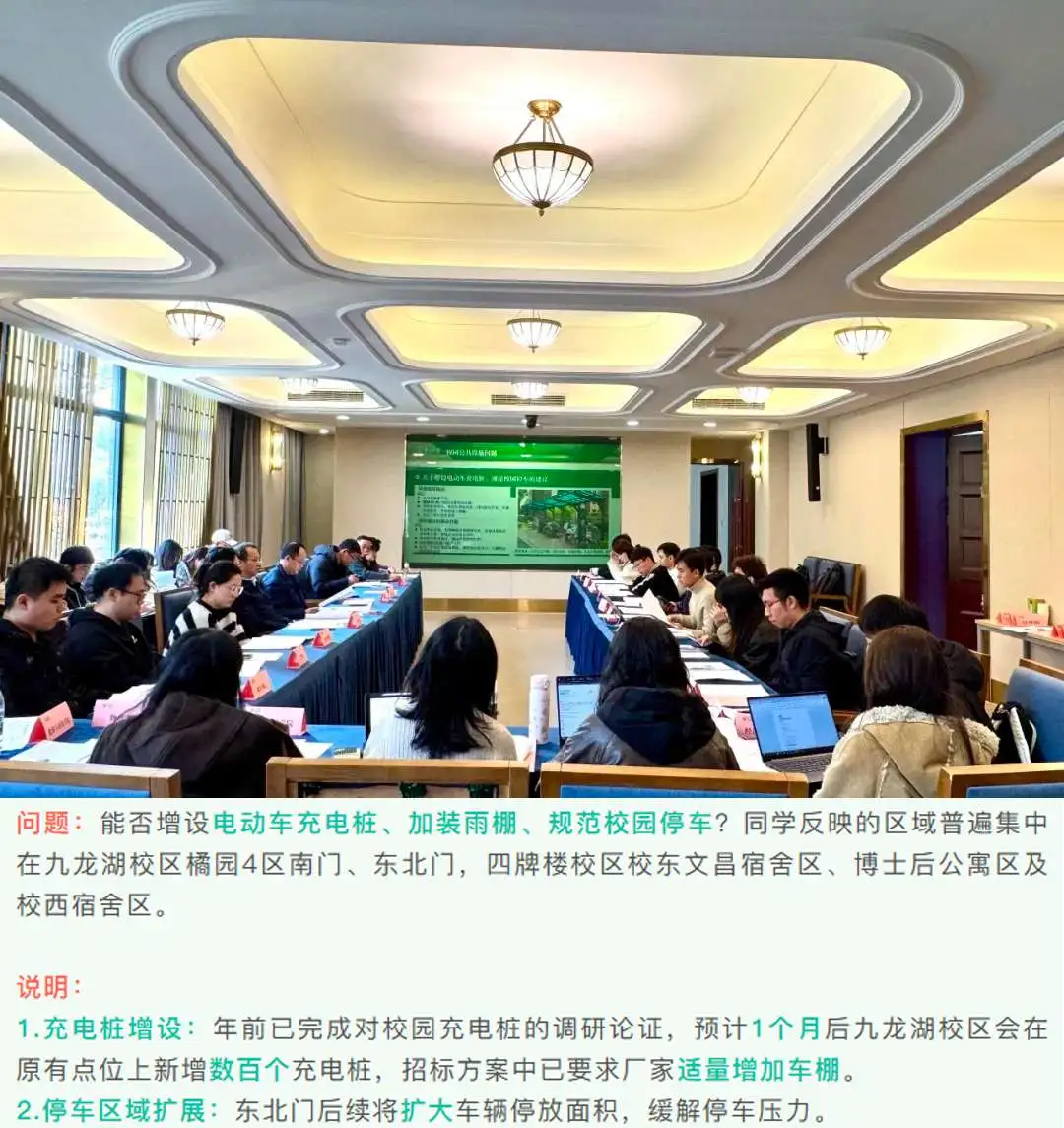 他山之石：2025年3月，东南大学六部门老师与研究生代表共商校园建设议题，体现了“治理现代化”的管理智慧。（来源：东南大学研究生@微信公众号）